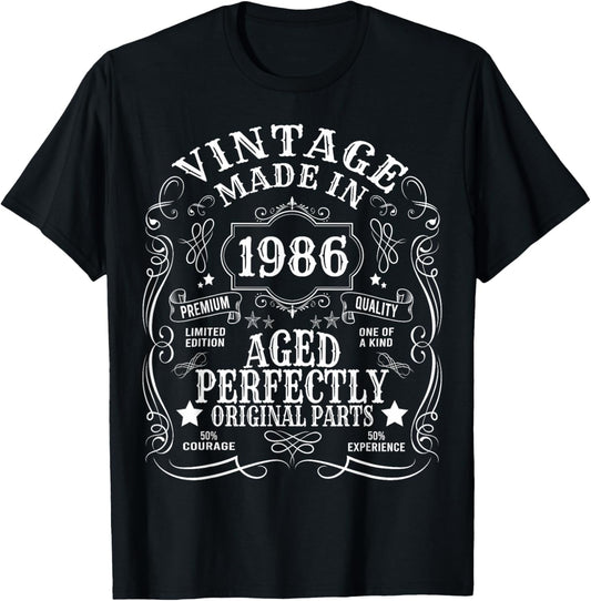 40th Birthday Man Woman 40 Years 1986 Funny Gift T-Shirt - T-Shirt | Black