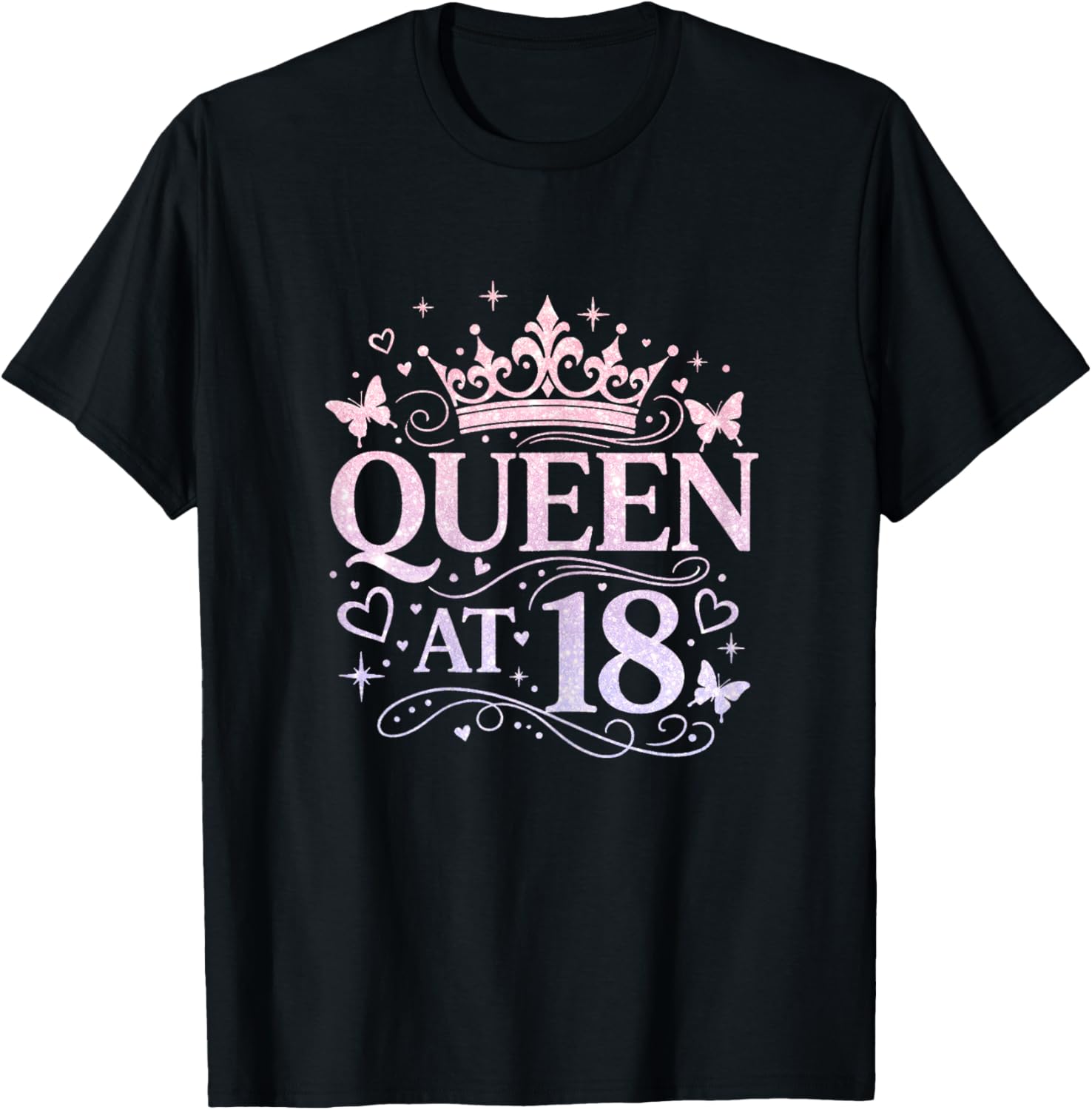Queen at 18 Years Old 18th Birthday Teenage Girls Birthday T-Shirt - T-Shirt | Black