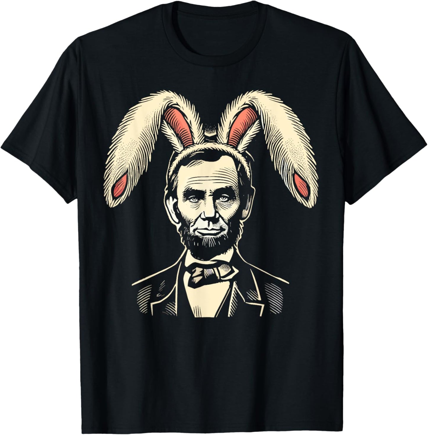 Men Women Vintage Easter Bunny Costume Abraham Lincoln T-Shirt - T-Shirt | Black