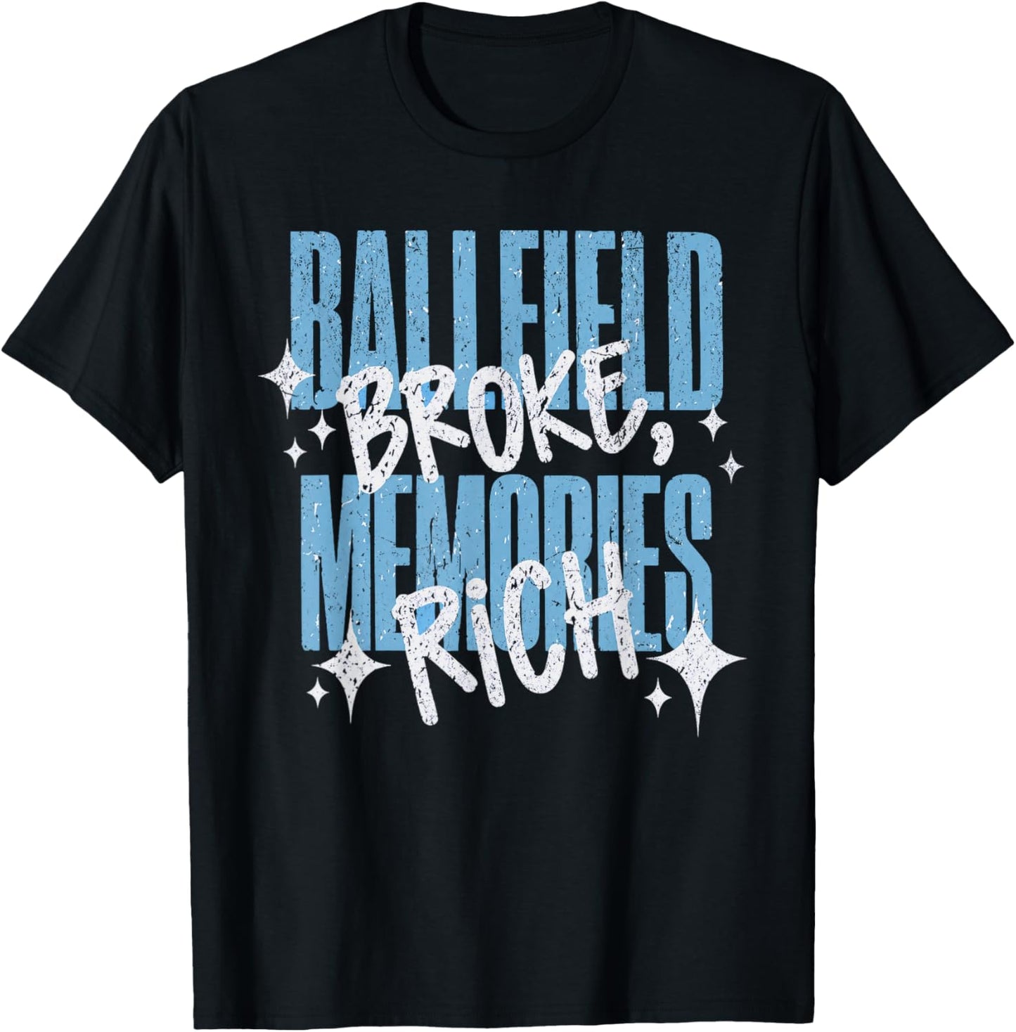 Ballfield Broke Memories Rich Baseball Softball Mama Vintage T-Shirt - T-Shirt | Black