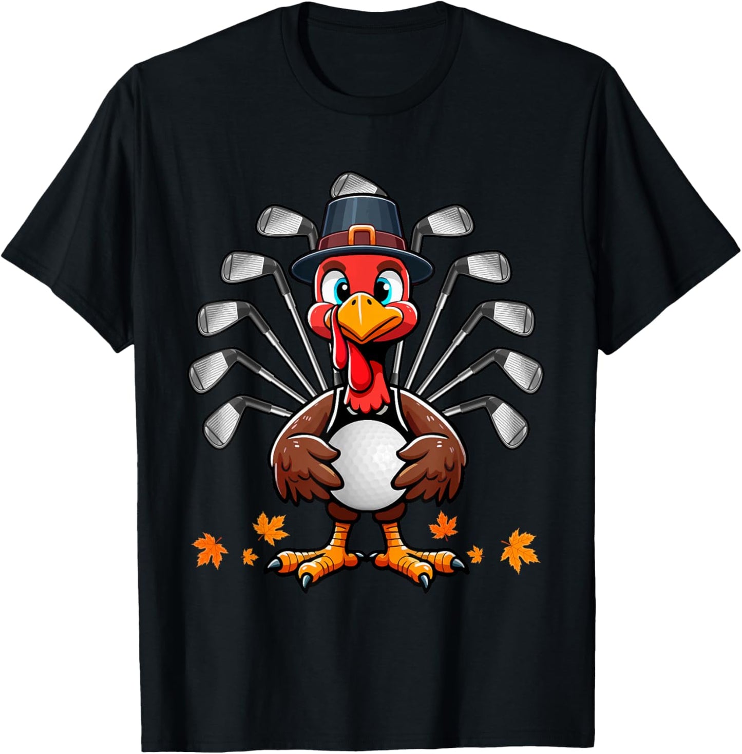 Golf Thanksgiving Costume Turkey Matching Player Lover T-Shirt - T-Shirt | Black