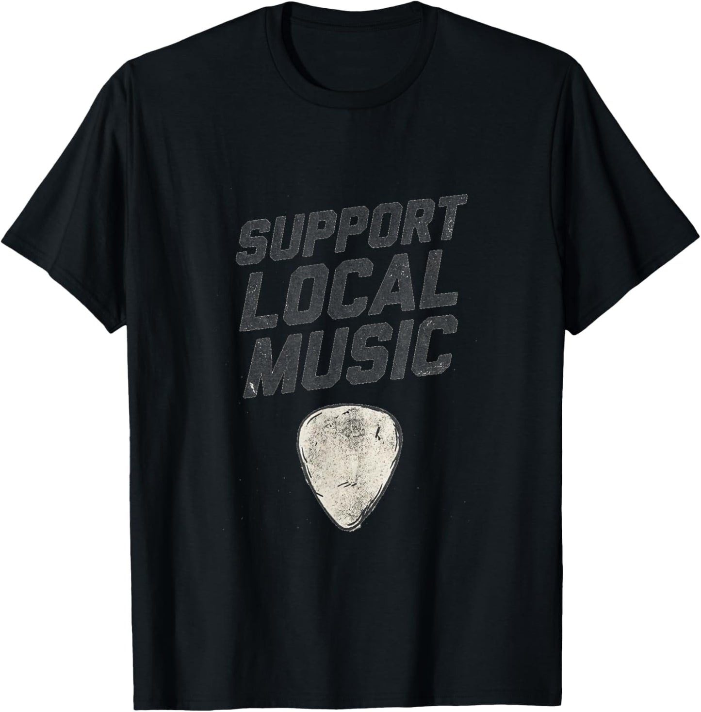 Support Local Music Vintage Guitar Pick Grunge T-Shirt - T-Shirt | Black