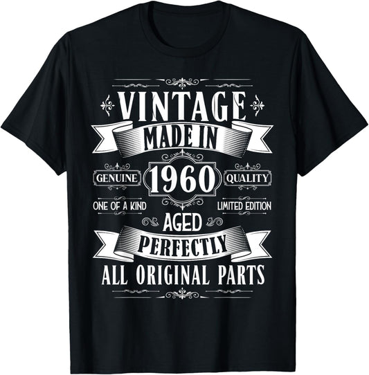 Vintage 65th birthday men Born 1960 65 years old Bday T-Shirt - T-Shirt | Black