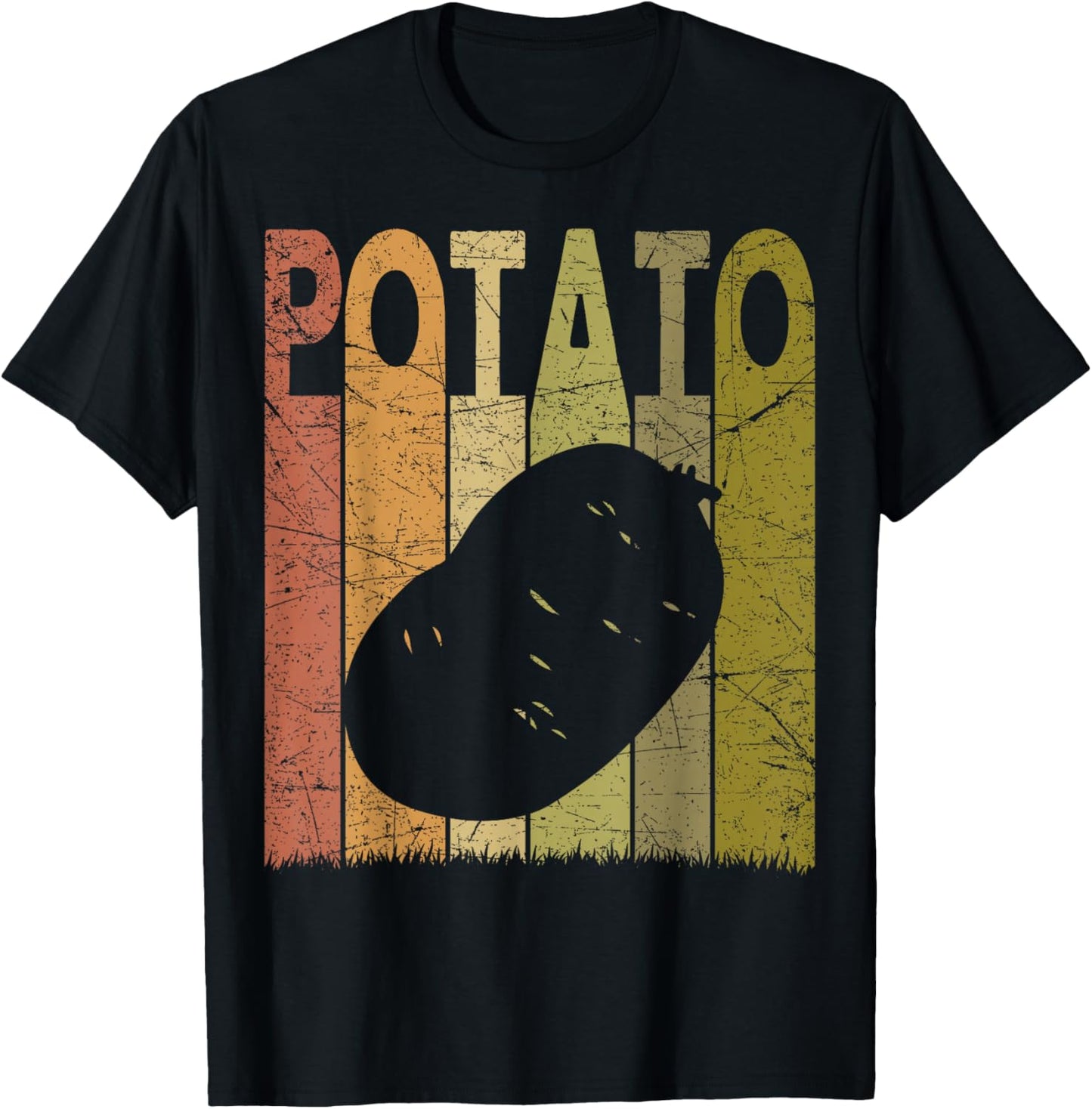 Farming Retro Potato Farming Designs. Potato Vintage - -Adults & Kids - Black - Small - Short Sleeve T-Shirt - T-Shirt | Black