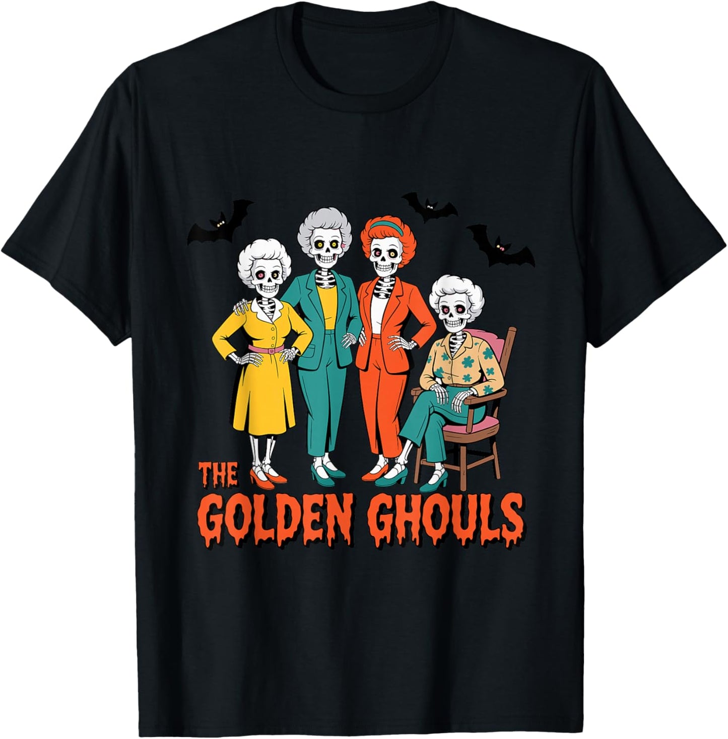 The Golden Ghouls Funny Halloween T-Shirt - T-Shirt | Black