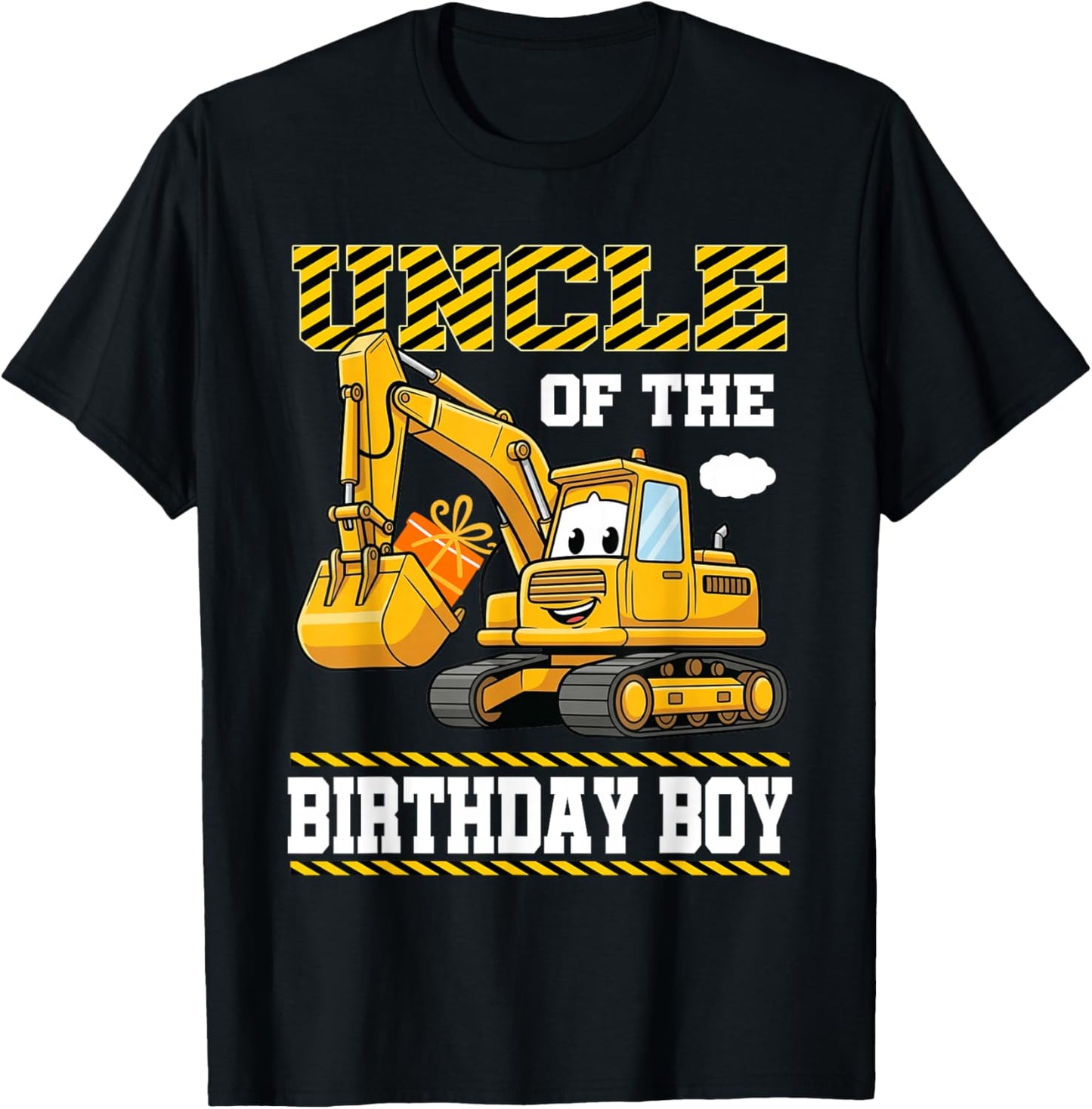 Uncle of The Birthday Boy Construction Excavator Family T-Shirt - T-Shirt | Black