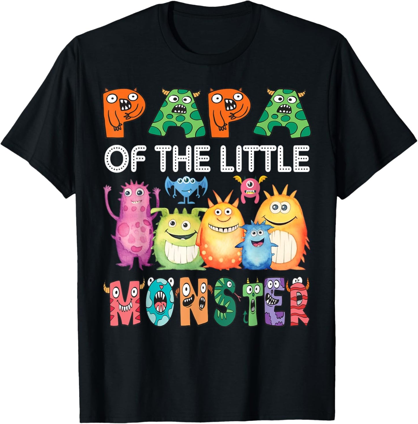 Papa Of The Little Monster Kids 1St Birthday Party T-Shirt - T-Shirt | Black