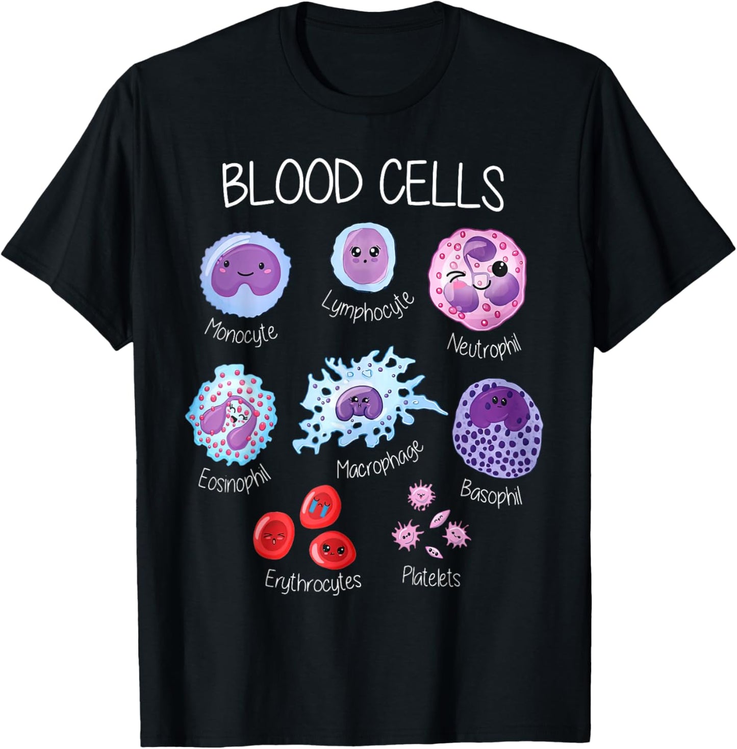 Blood Cell Types Hematologist Pathologist Lab Scientist T-Shirt - T-Shirt | Black