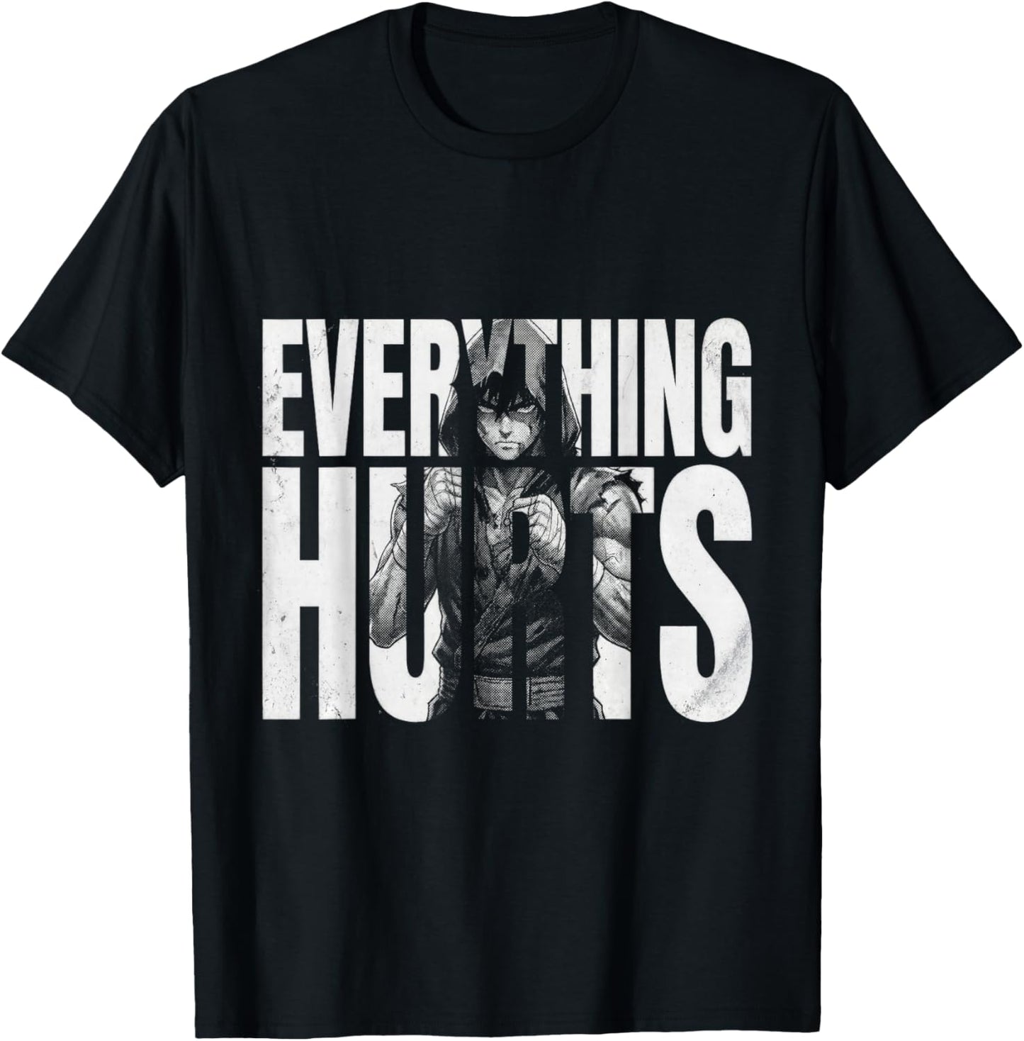 Everything Hurts Anime Workout Funny Weight Lifting Gym T-Shirt - T-Shirt | Black