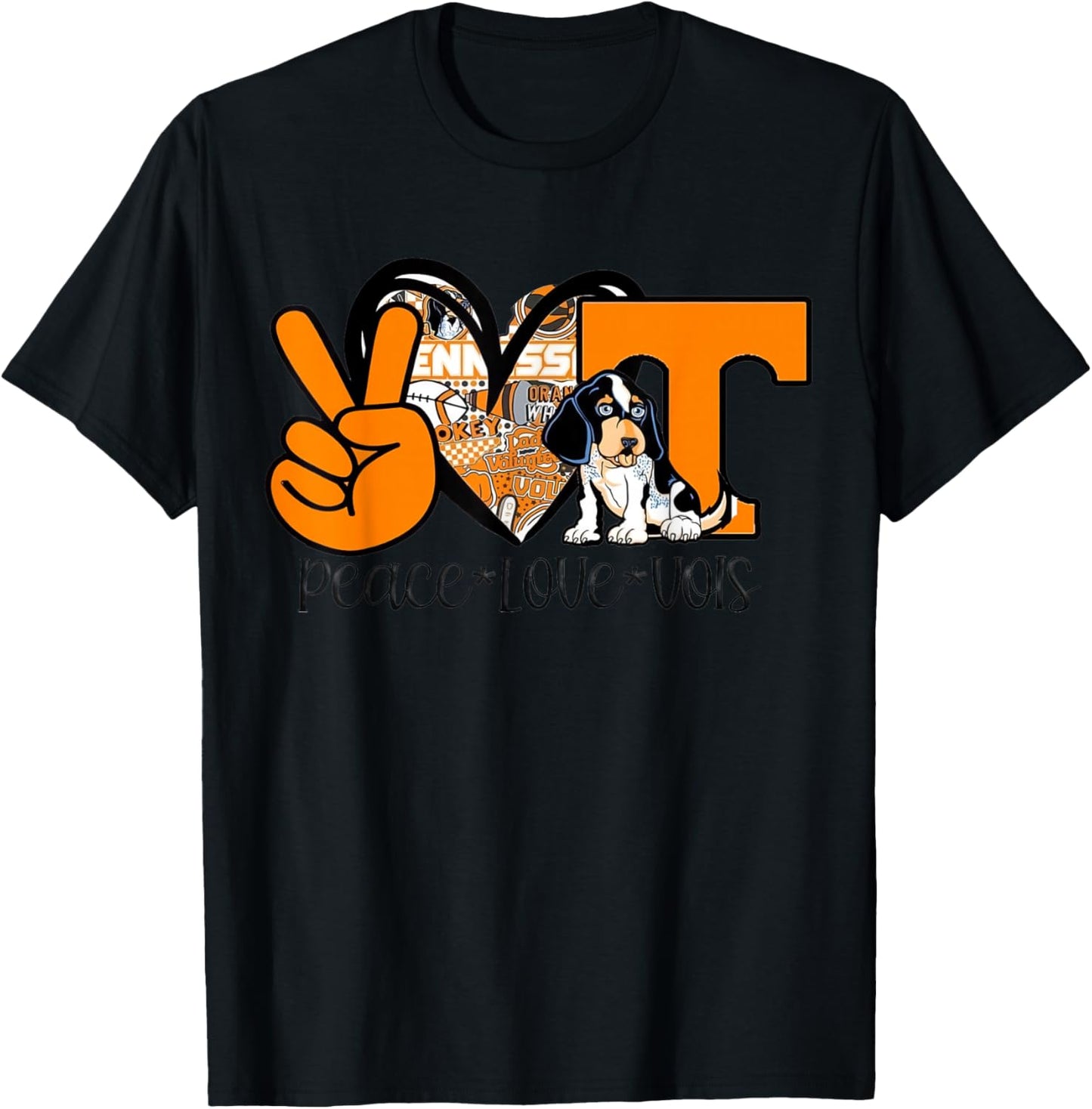 Vols Shirt Peace Love Vols T-Shirt - T-Shirt | Black