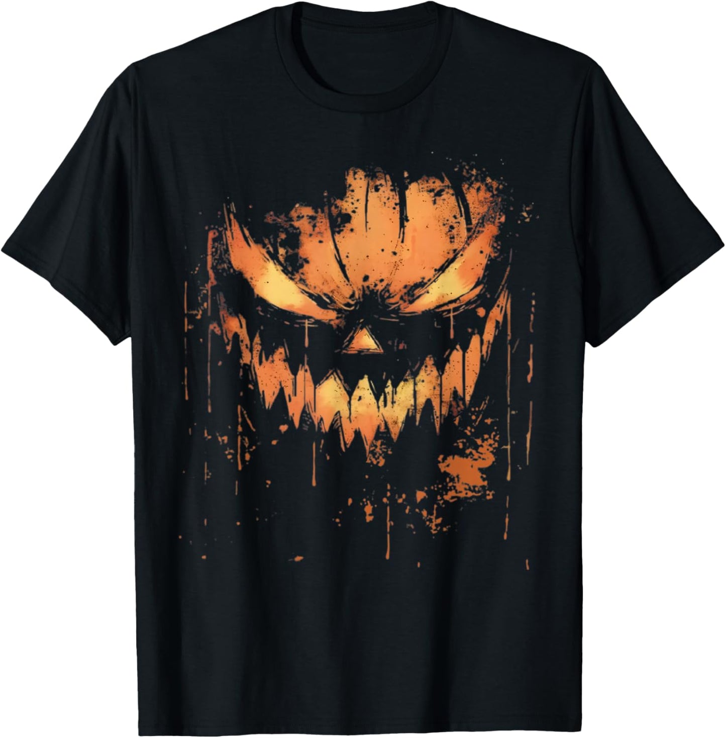 Scary Pumpkin Jack O Lantern Pumpkin Face Halloween Men Boys T-Shirt - T-Shirt | Black