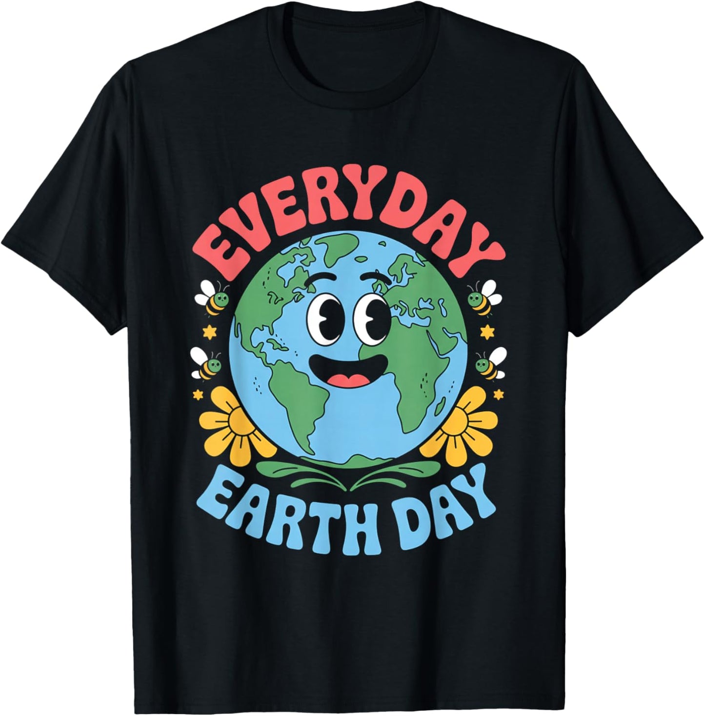 Earth Day Everyday Everyday Planet Floral Environmental T-Shirt - T-Shirt | Black