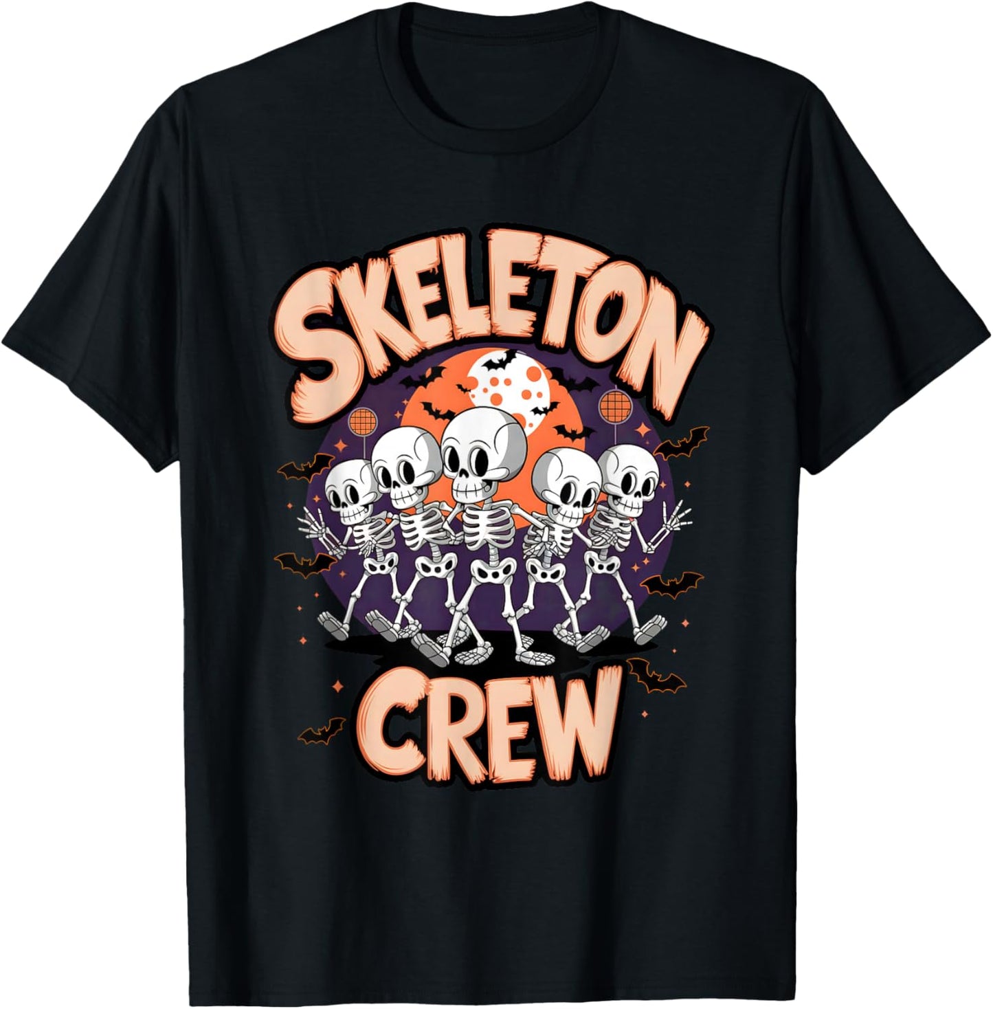 Dancing Skeleton Crew Halloween Party Fun Spooky Design T-Shirt - T-Shirt | Black
