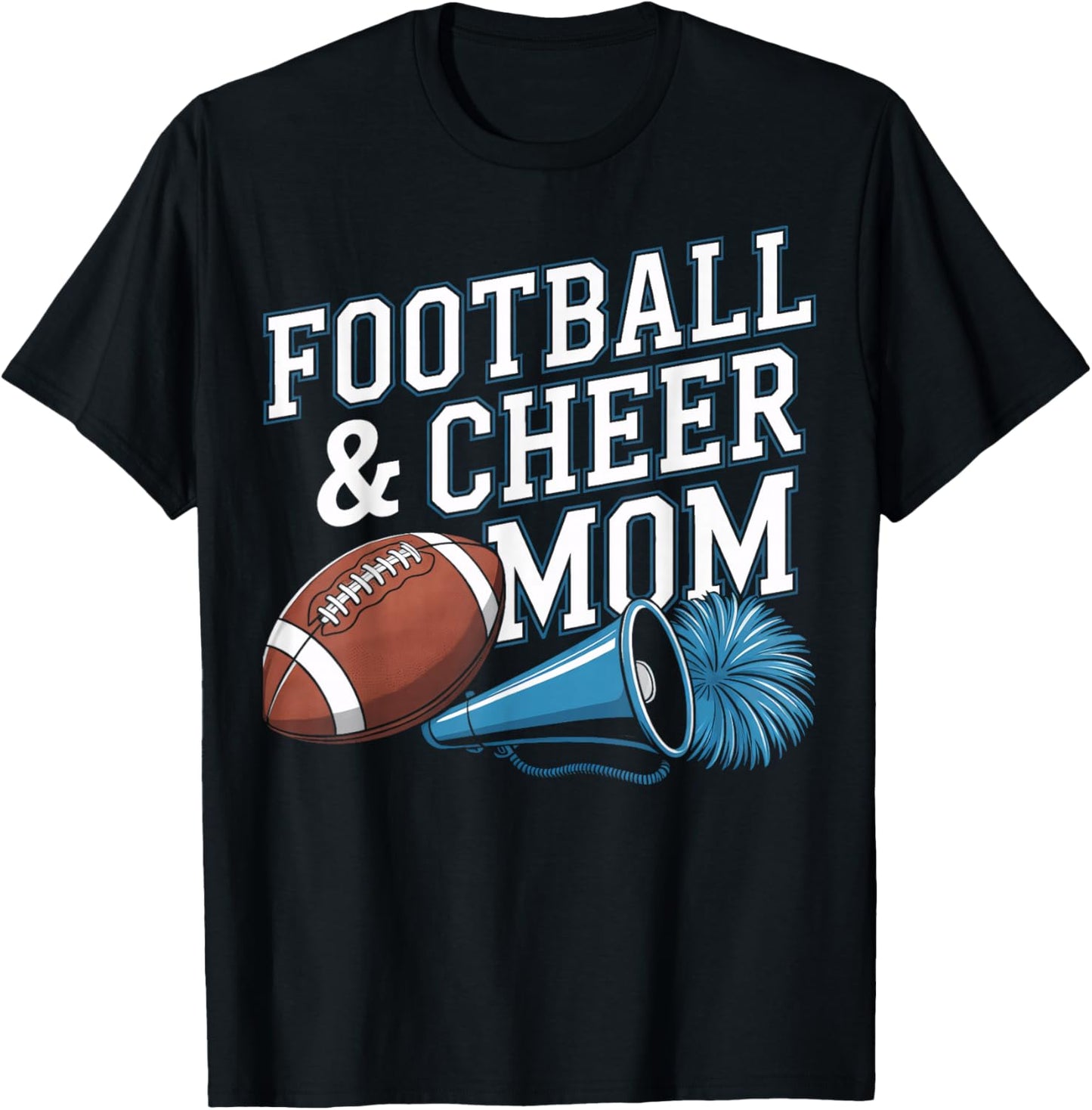 Loud Proud Football and Cheer Mom Spirit Squad T-Shirt - T-Shirt | Black