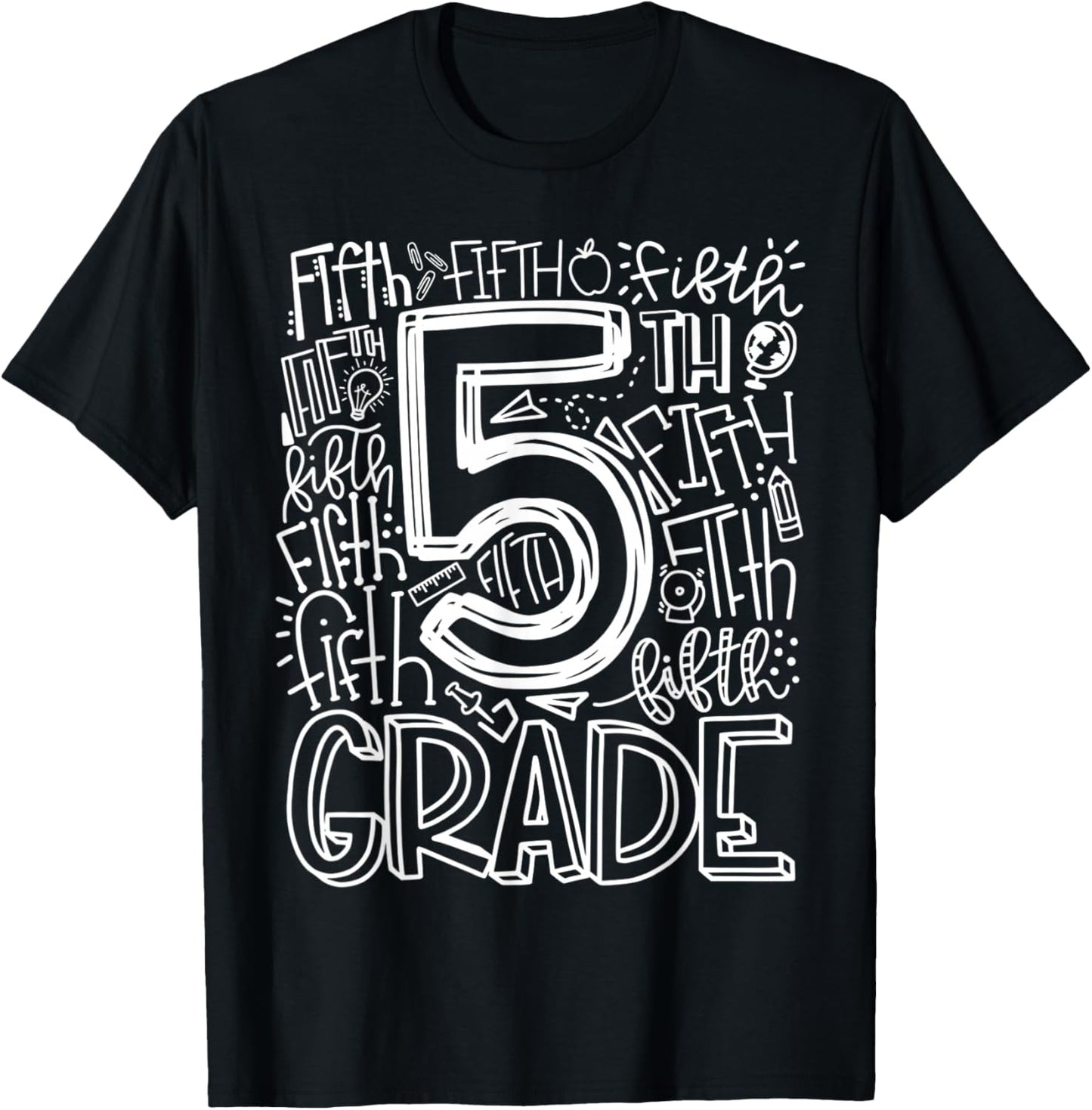 5th Grade Typography Team Fifth Grade Teacher Back to School T-Shirt - T-Shirt | Black