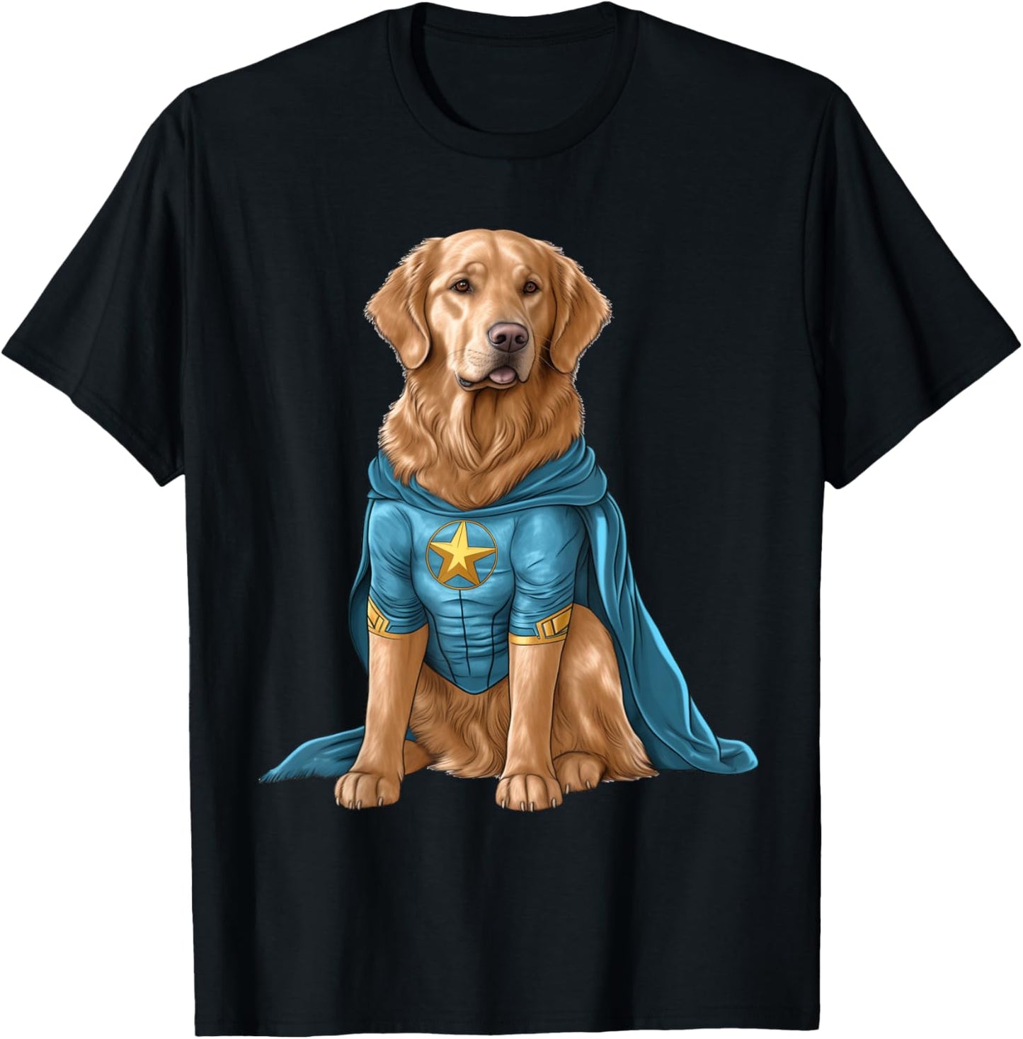 Superhero Golden Retriever Red Cape Super Hero Dog T-Shirt - T-Shirt | Black