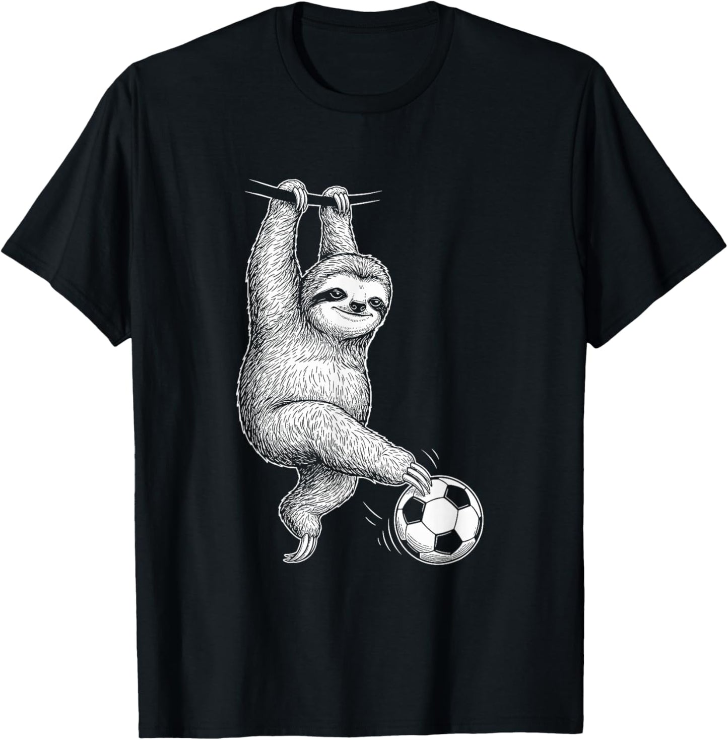 Funny Lazy Sloth Soccer Football Graphic T-Shirt - T-Shirt | Black