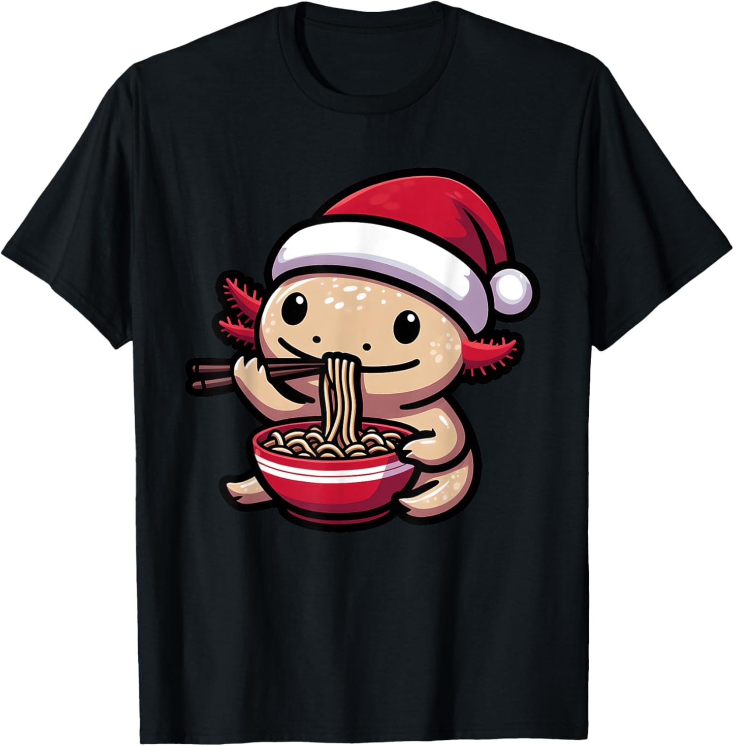Santa Axolotl Eating Ramen Pajama Christmas Toddler Kids T-Shirt - T-Shirt | Black