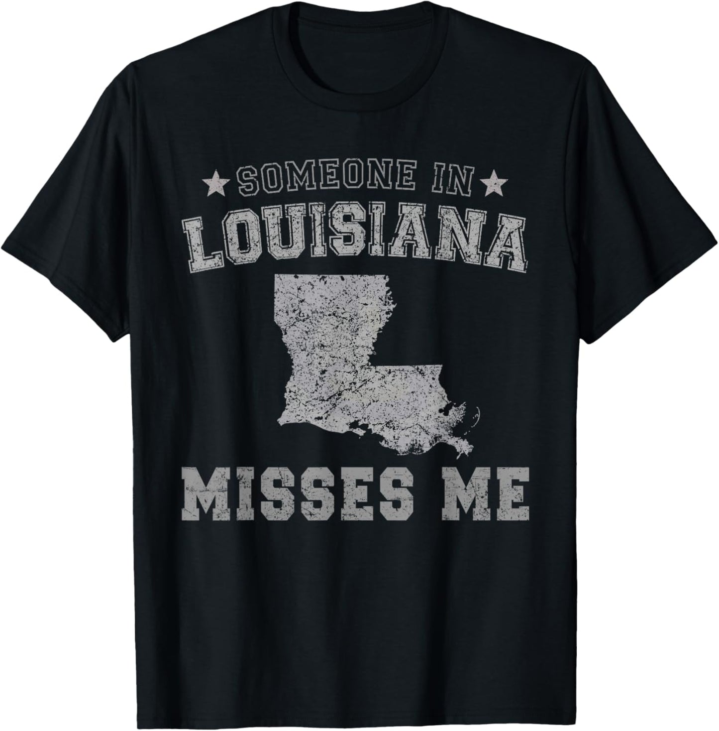 Someone In Louisiana Misses Me Heart Vintage State T-Shirt - T-Shirt | Black