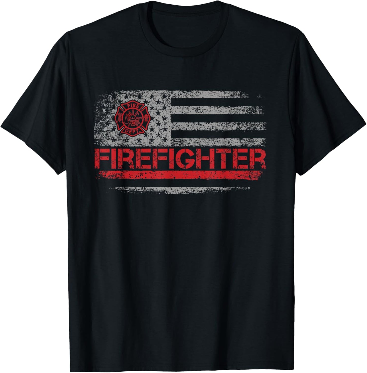 American Flag Firefighter For Fireman Patriotic Fire Fighter T-Shirt - T-Shirt | Black