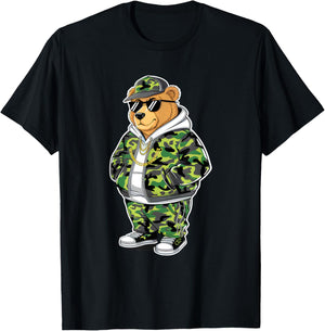 Hip Hop Camouflage Bear in Camo Funny Bear Hip Hop Design T-Shirt - T-Shirt | Black