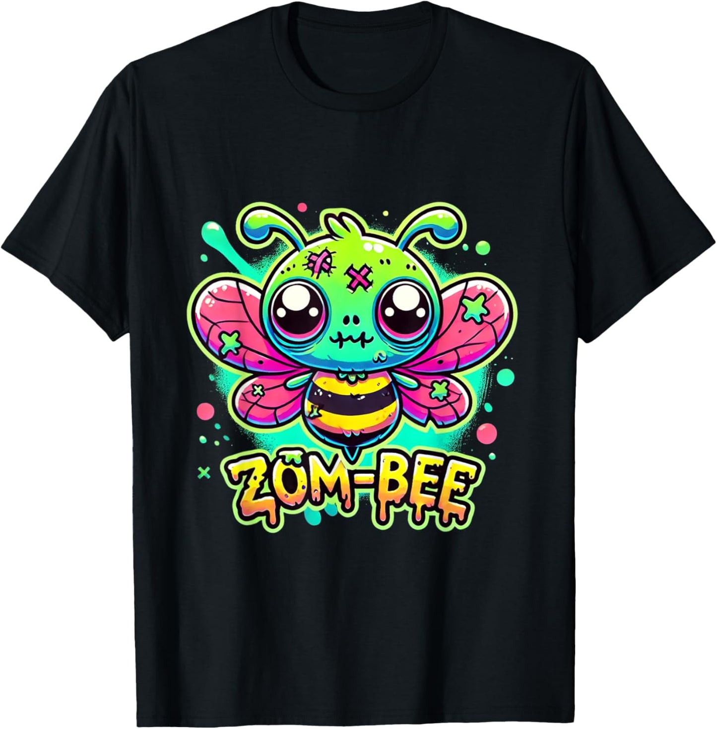 Zom-Bee Cute Halloween Creepy Zombie Bee Cartoon T-Shirt - T-Shirt | Black
