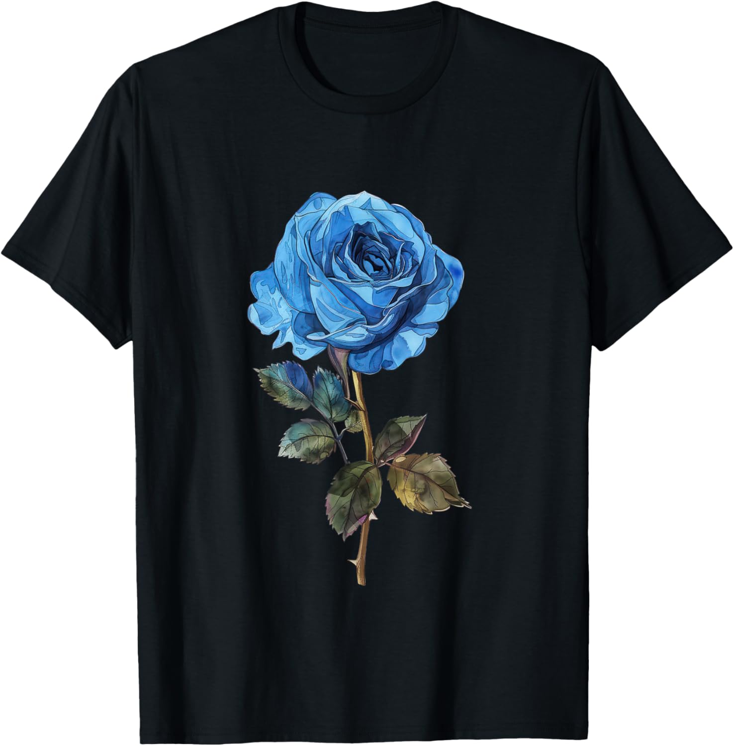199 Flowers Blue Rose Graphic T-Shirt - T-Shirt | Black