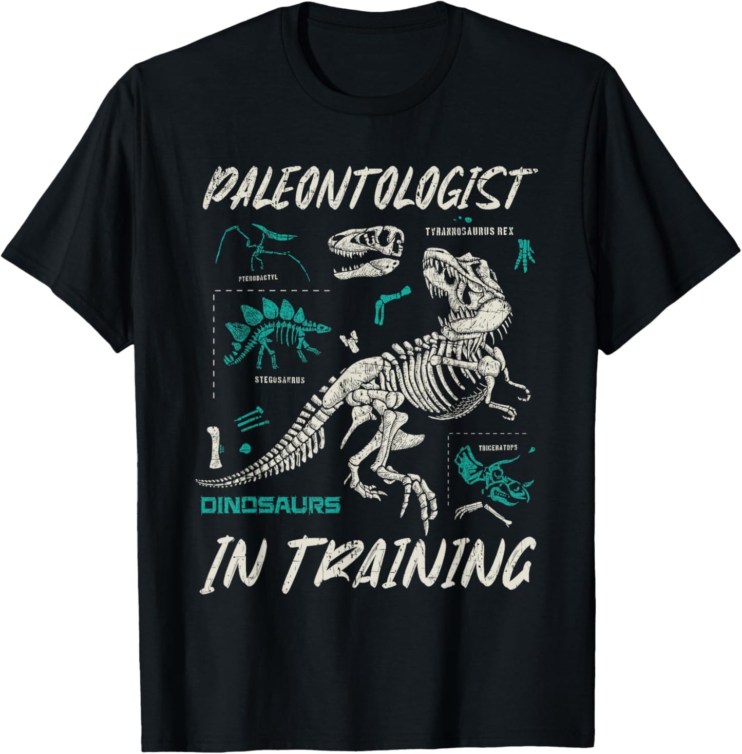 Paleontologist In Training Kids Children Fun Fossil Hunting T-Shirt - T-Shirt | Black