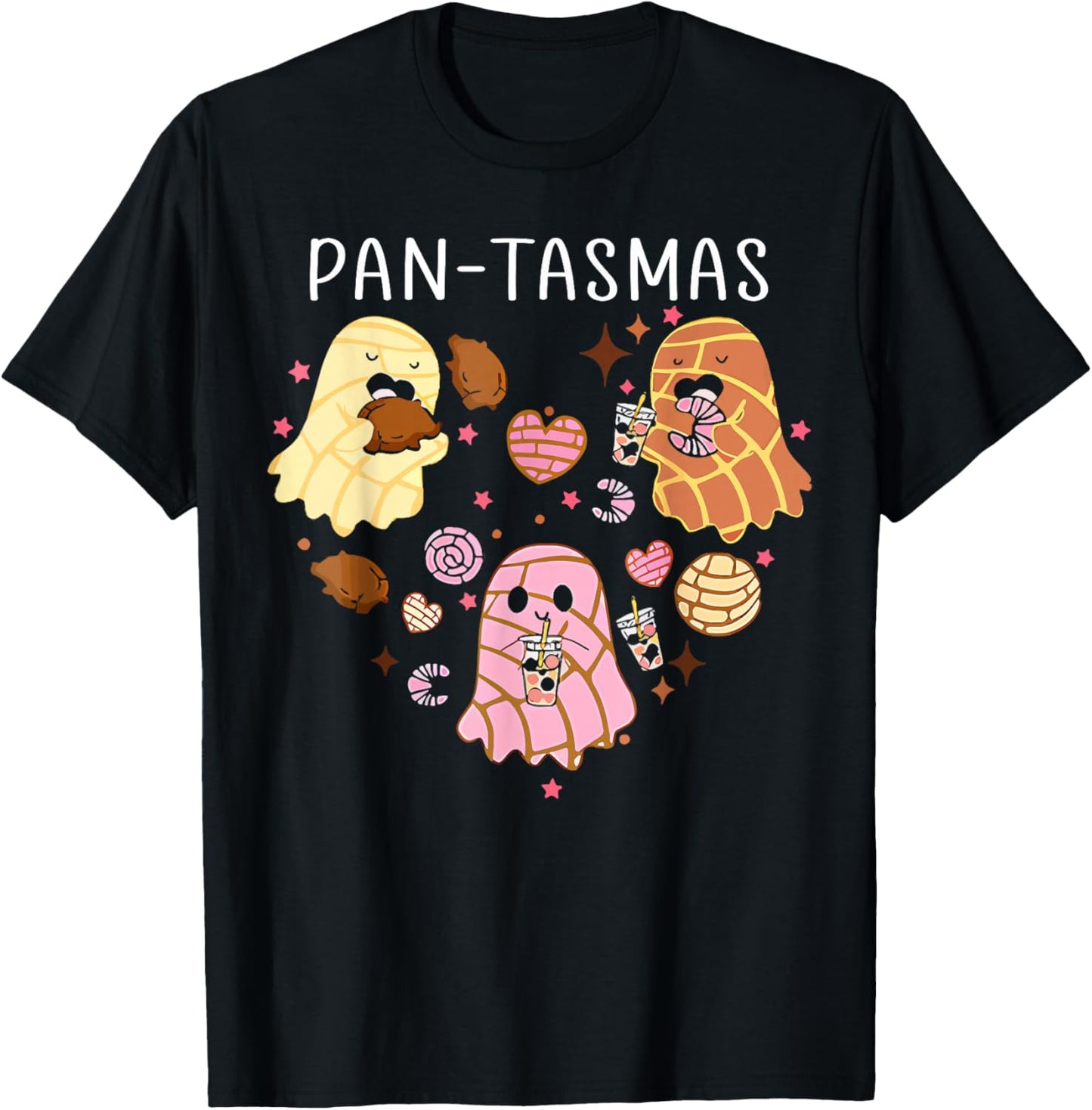 Pantasmas Ghost Funny Spooky Conchas Mexican Ghost Halloween T-Shirt - T-Shirt | Black