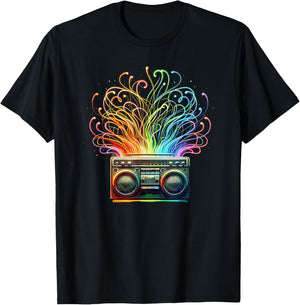 Boombox Old School 80s Music Hip Hop T-Shirt - T-Shirt | Black