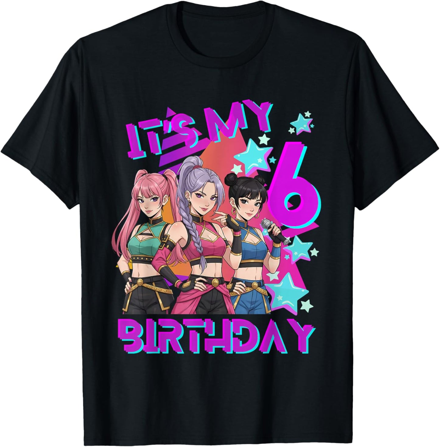 6 Years Birthday K-Pop Kids 6th Birthday Girl K-Pop T-Shirt - T-Shirt | Black