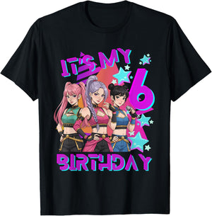 6 Years Birthday K-Pop Kids 6th Birthday Girl K-Pop T-Shirt - T-Shirt | Black