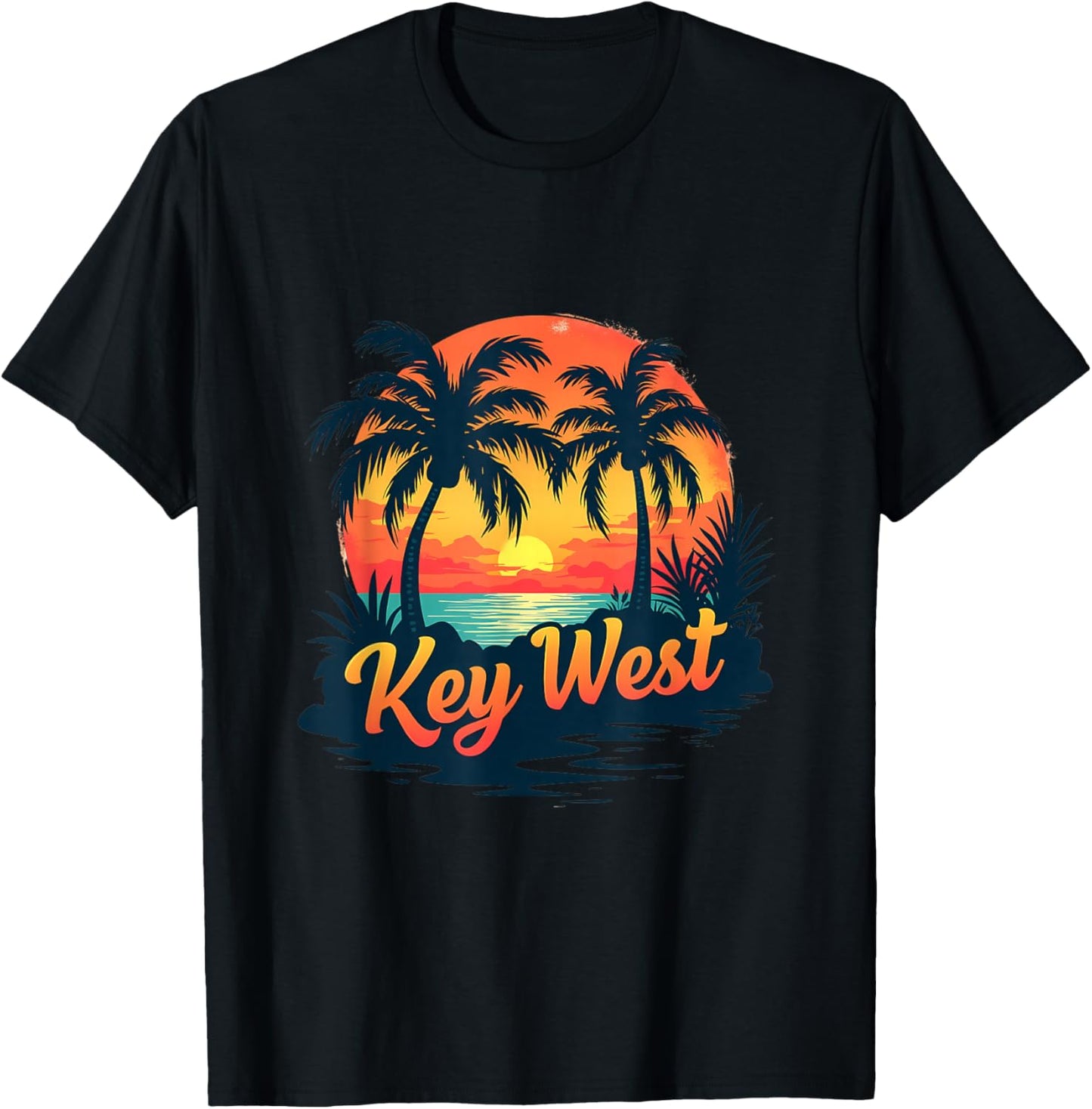 Key West Tropical Sunset Beach Scene T-Shirt - T-Shirt | Black