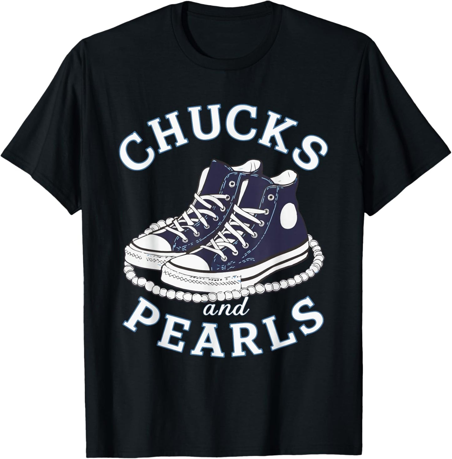 Chucks And Pearls Cute Girls Women Men Matching T-Shirt - T-Shirt | Black