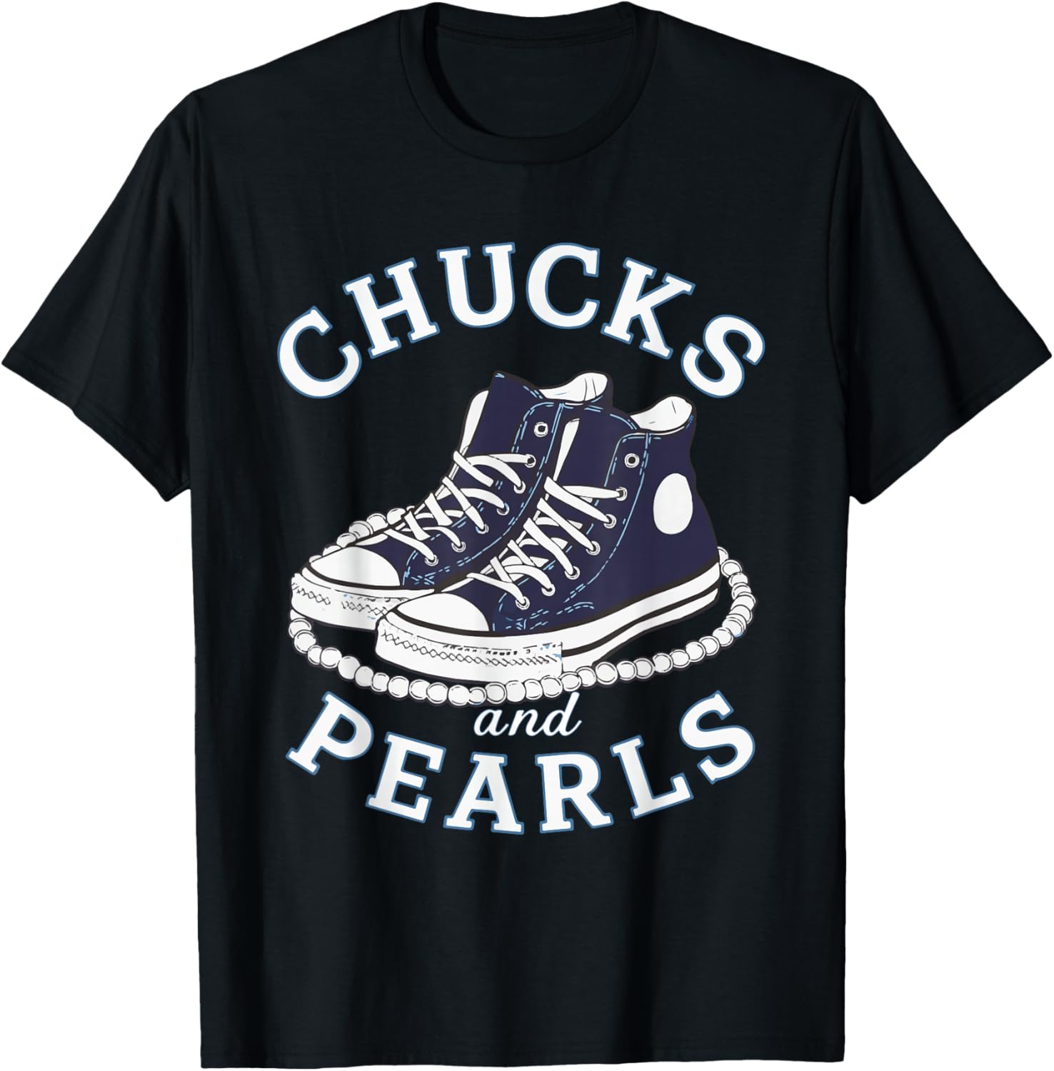 Chucks And Pearls Cute Girls Women Men Matching T-Shirt - T-Shirt | Black
