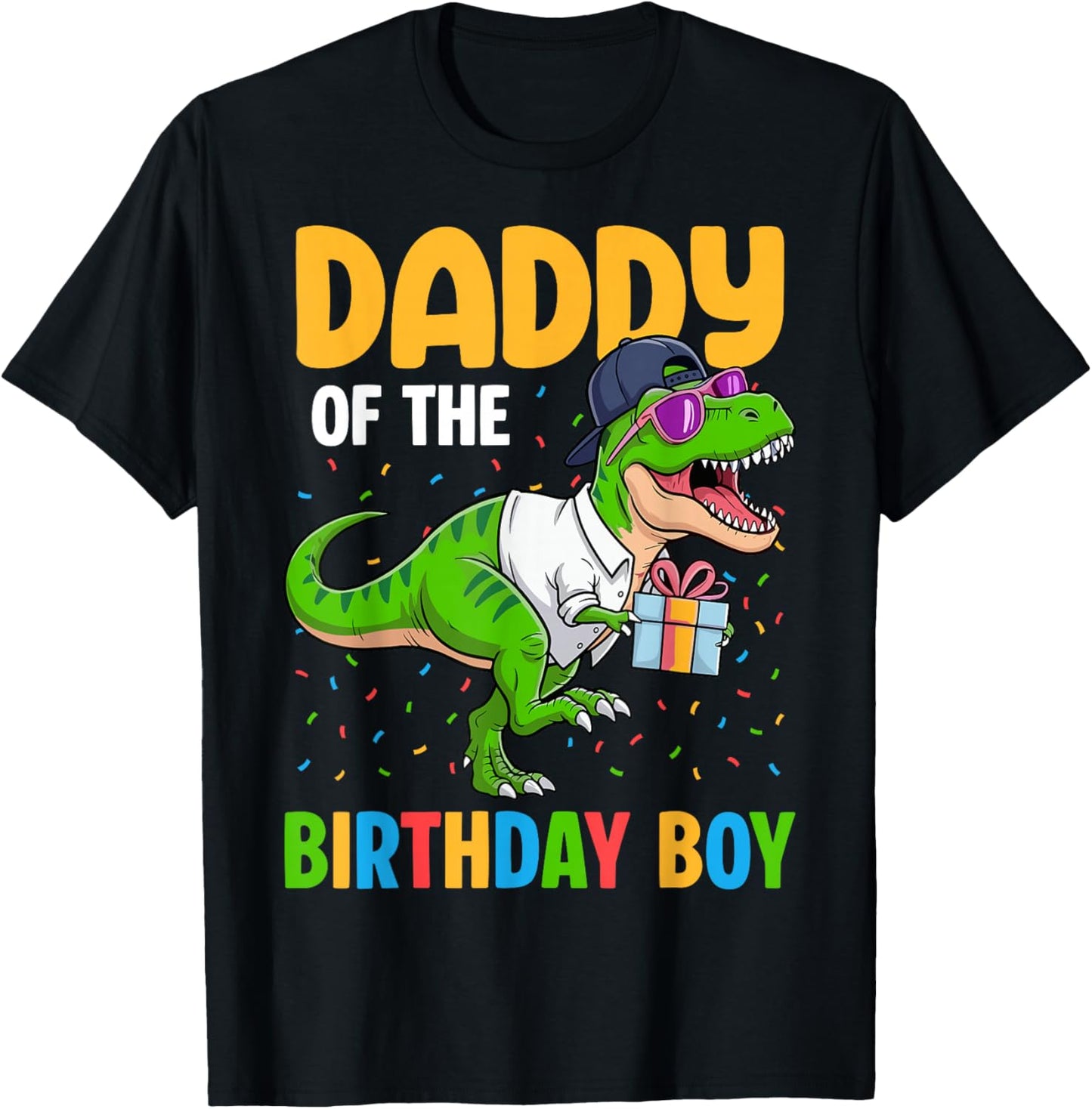 Daddy of The Birthday Party Outfit Dinosaur Squad Dad T-Shirt - T-Shirt | Black