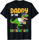 Daddy of The Birthday Party Outfit Dinosaur Squad Dad T-Shirt - T-Shirt | Black