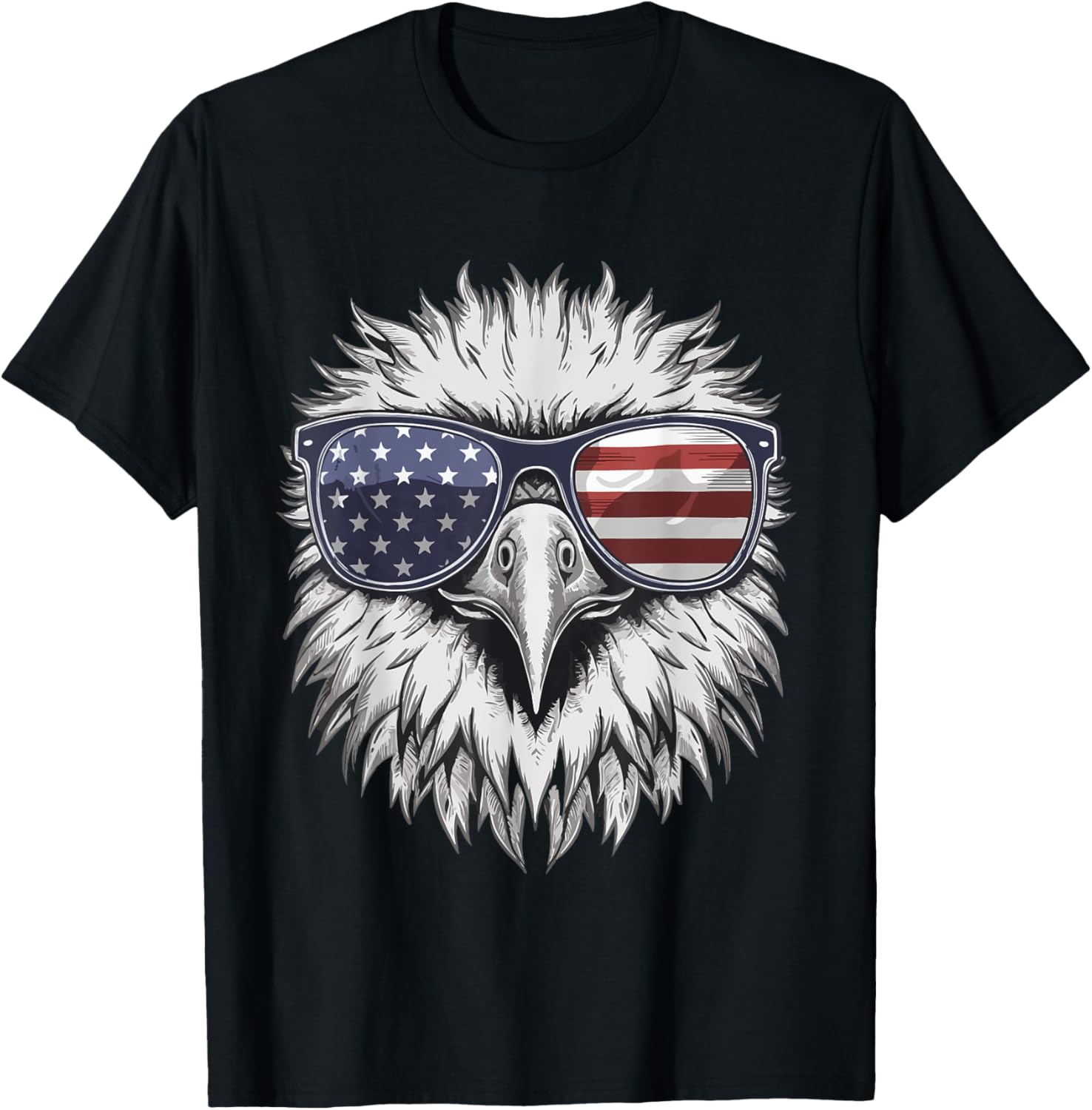 Bald Eagle Proud Patriotic American US Flag 4th Of July T-Shirt - T-Shirt | Black