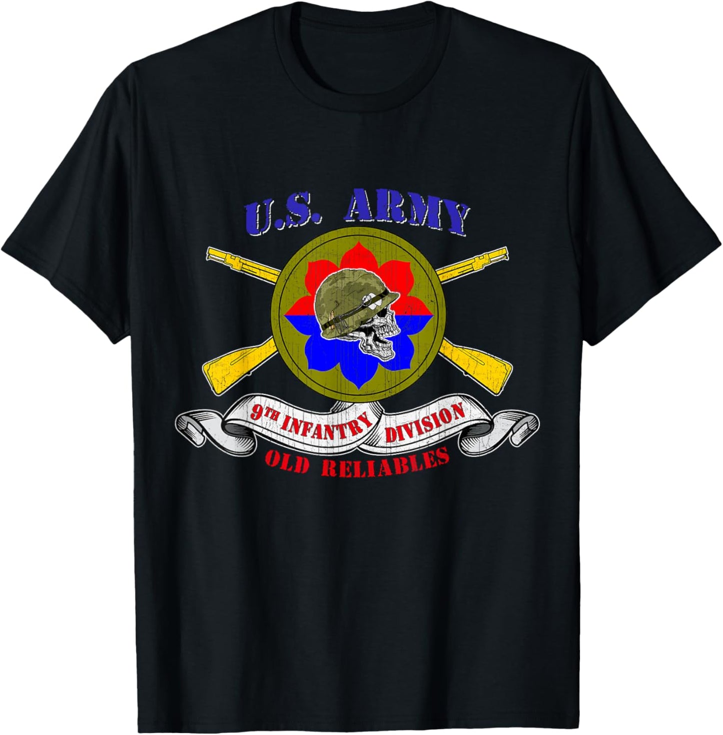9th Infantry Division 9th ID Veteran Old Reliables Vintage T-Shirt - T-Shirt | Black