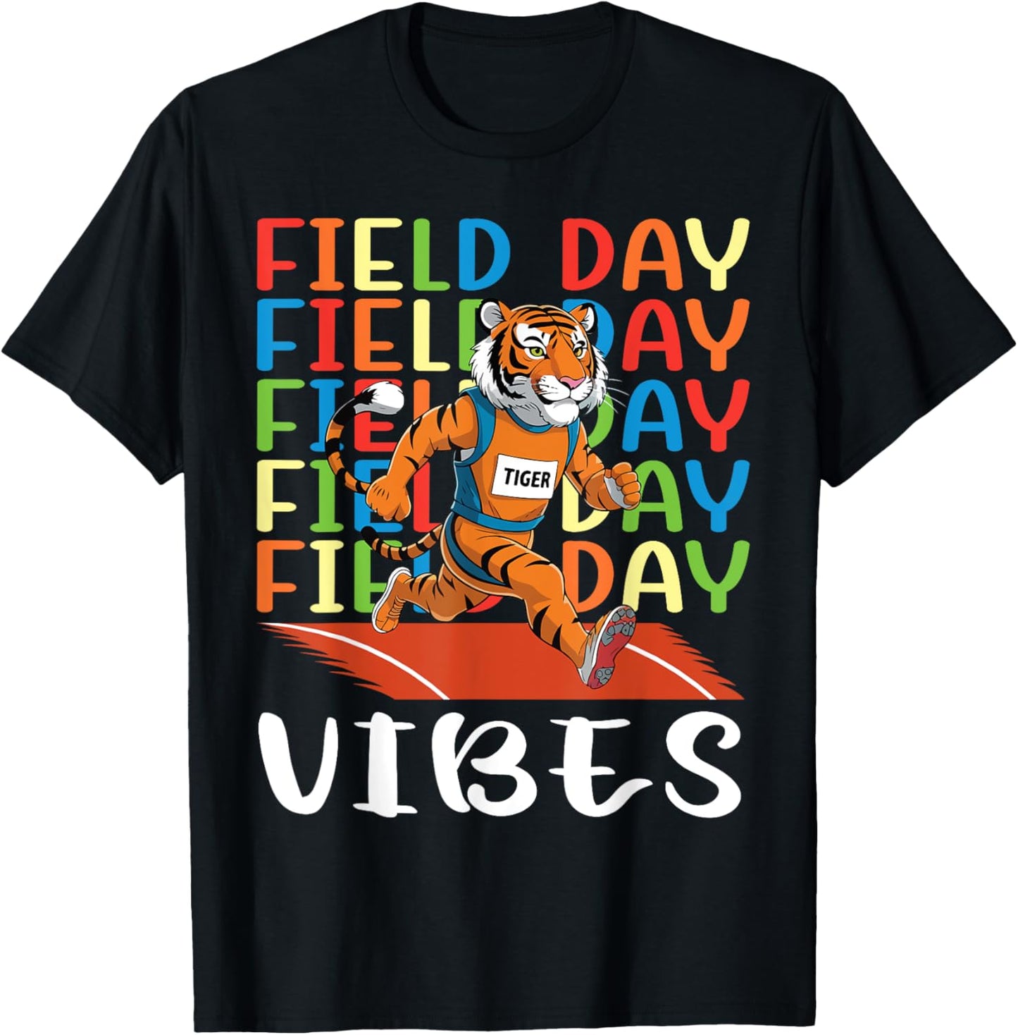 Field Day Field Day Field Day Vibes Running Tiger Athlete T-Shirt - T-Shirt | Black