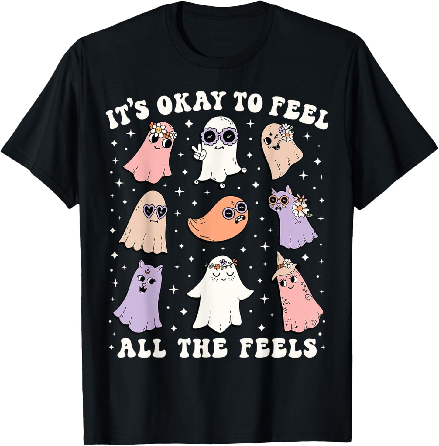 It’s Okay to Feel All the Feels Special Ed Teacher Halloween T-Shirt - T-Shirt | Black