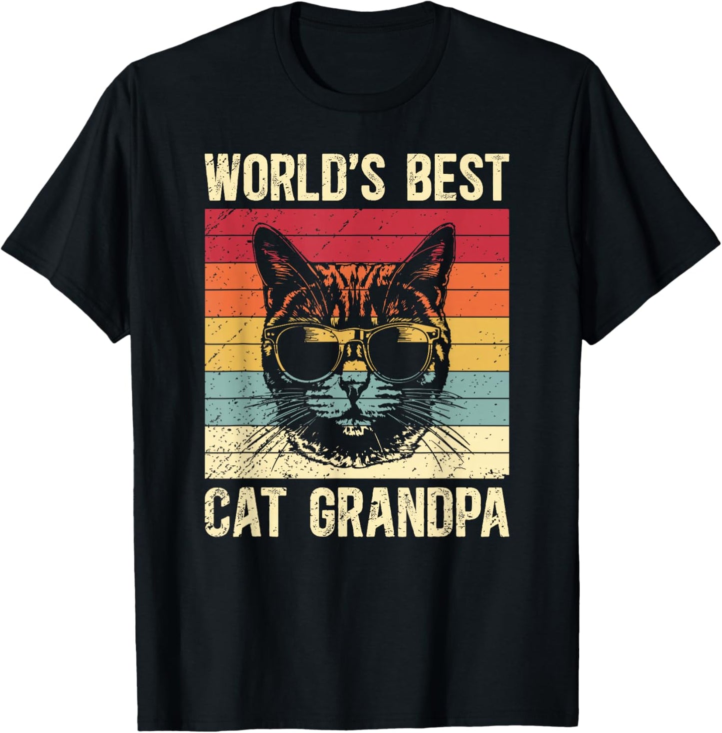 World's Best Cat Grandpa Cat Grandfather Cat Lover Grandpa T-Shirt - T-Shirt | Black
