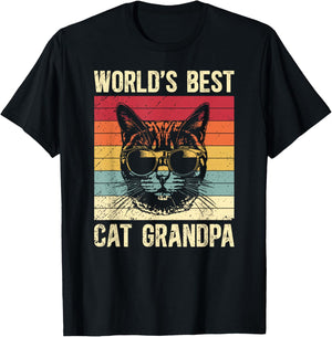 World's Best Cat Grandpa Cat Grandfather Cat Lover Grandpa T-Shirt - T-Shirt | Black
