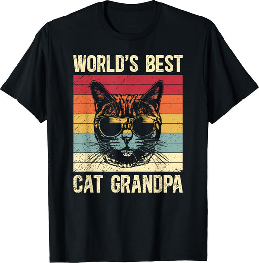 World's Best Cat Grandpa Cat Grandfather Cat Lover Grandpa T-Shirt - T-Shirt | Black