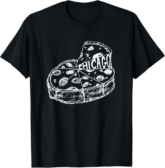 Chicago Style Pizza Deep Dish Pizza Thick Crust Food Lover T-Shirt - T-Shirt | Black
