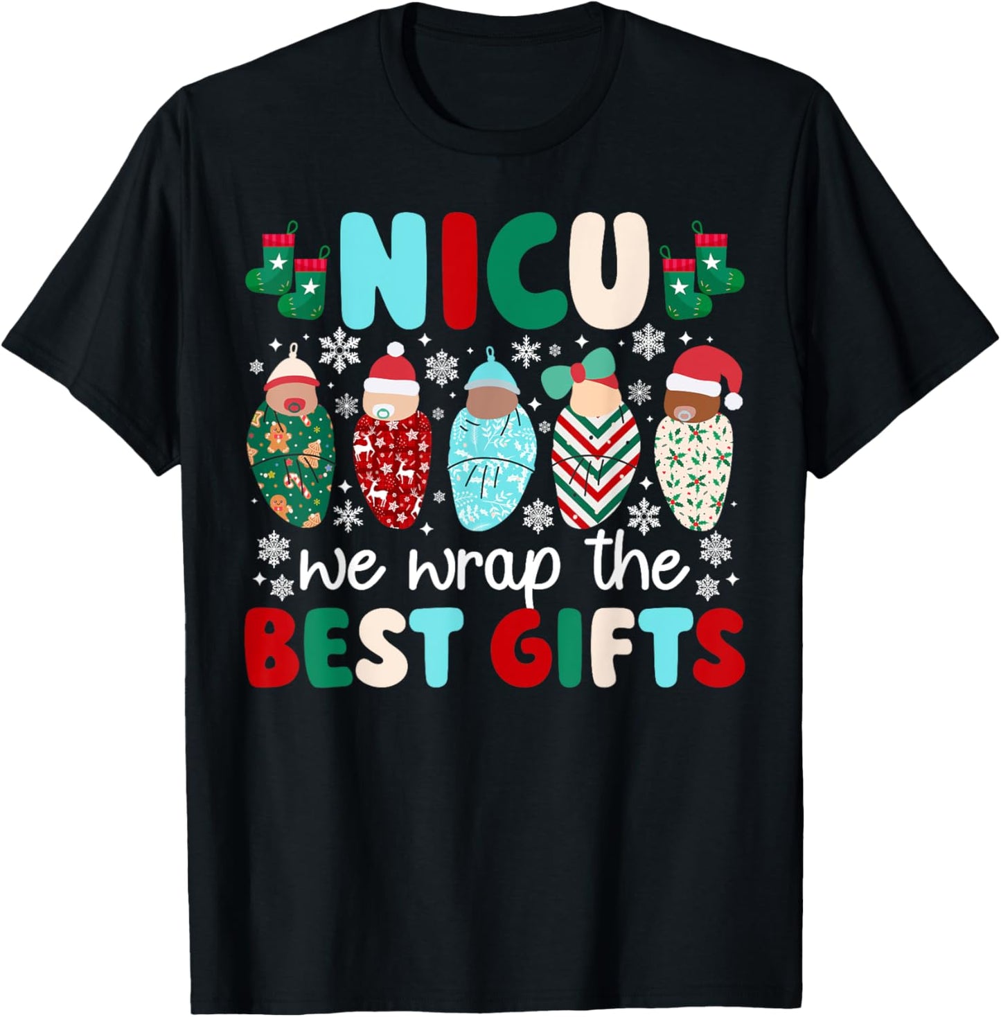 NICU Christmas NICU Nurse Xmas Neonatal Intensive Care Unit T-Shirt - T-Shirt | Black