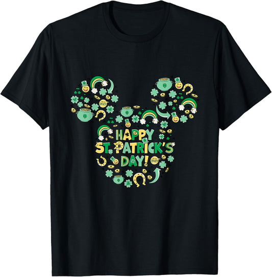 NEW Disney Mickey Mouse Lucky Icons Happy St. Patrick's Day T-Shirt - T-Shirt | Black