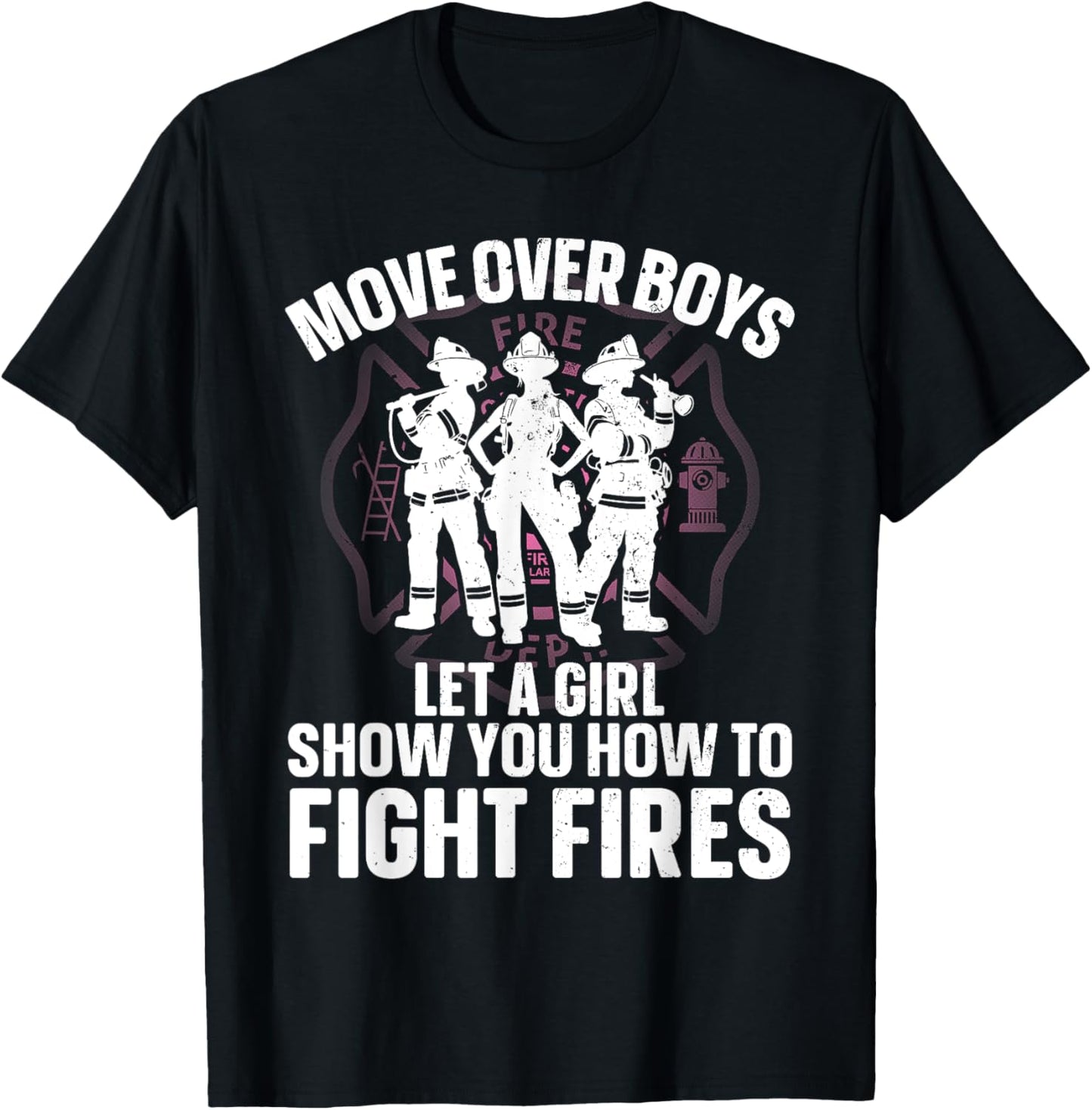Firefighter Art Girls Firefighting Firefighter T-Shirt - T-Shirt | Black