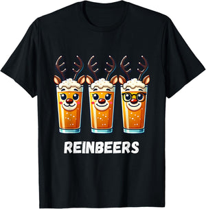 Reinbeers Funny Reindeer Beer Christmas Drinking T-Shirt - T-Shirt | Black