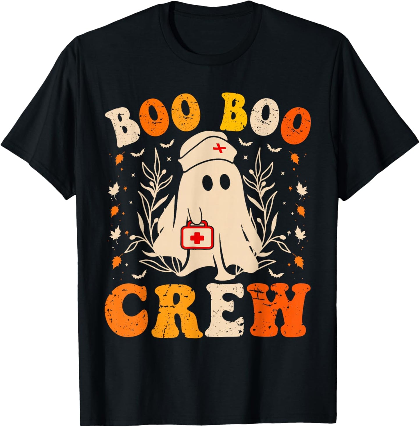 Groovy Boo Boo Crew Nurse Funny Ghost Women Halloween Nurse T-Shirt - T-Shirt | Black